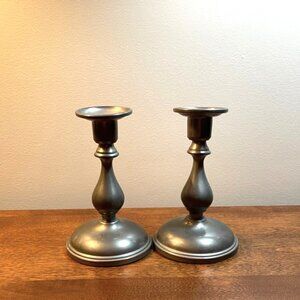Vintage Queen Art 327 ATC Pewter Hand Made Danish Quality Candlesticks